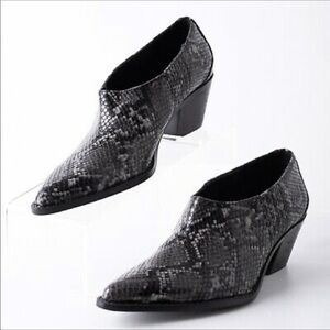 ZARA animal print cowboy ankle booties .